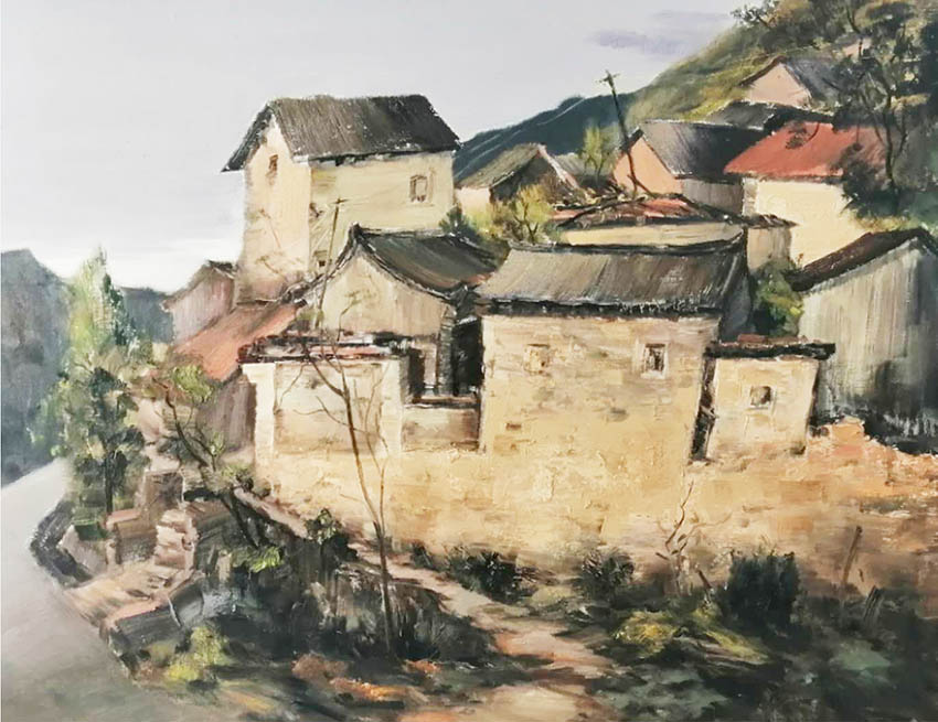 智超作品7《山乡》80X100cm 油画 2019年 在山西盂县刘家寨写生记